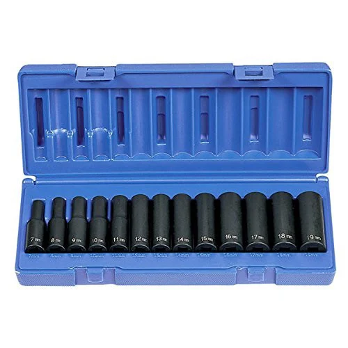 Grey Pneumatic 13-Piece 3/8 in. Drive 12-Point Deep Metric Impact Socket Set