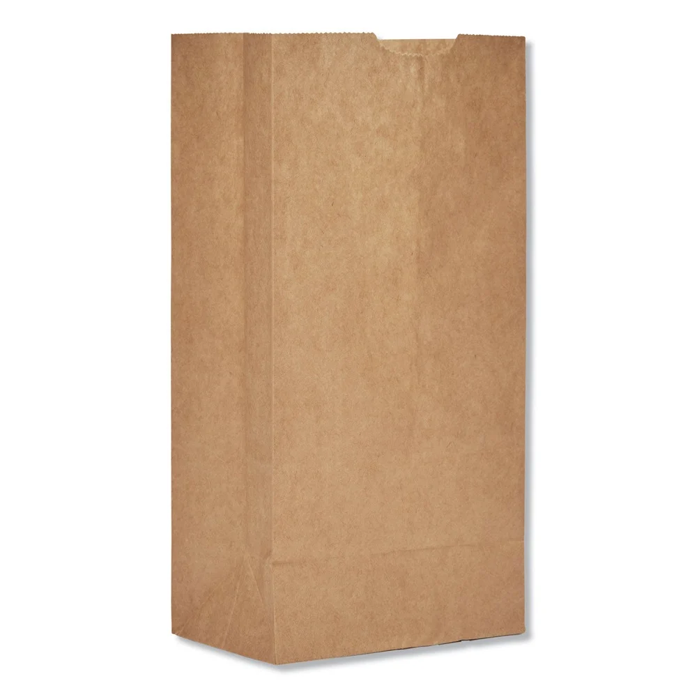 Ross & Wallace Paper Products 5 in. x 3.13 in. x 9.88 in. #4 Size Grocery Paper Bags - Kraft (500/Bundle)