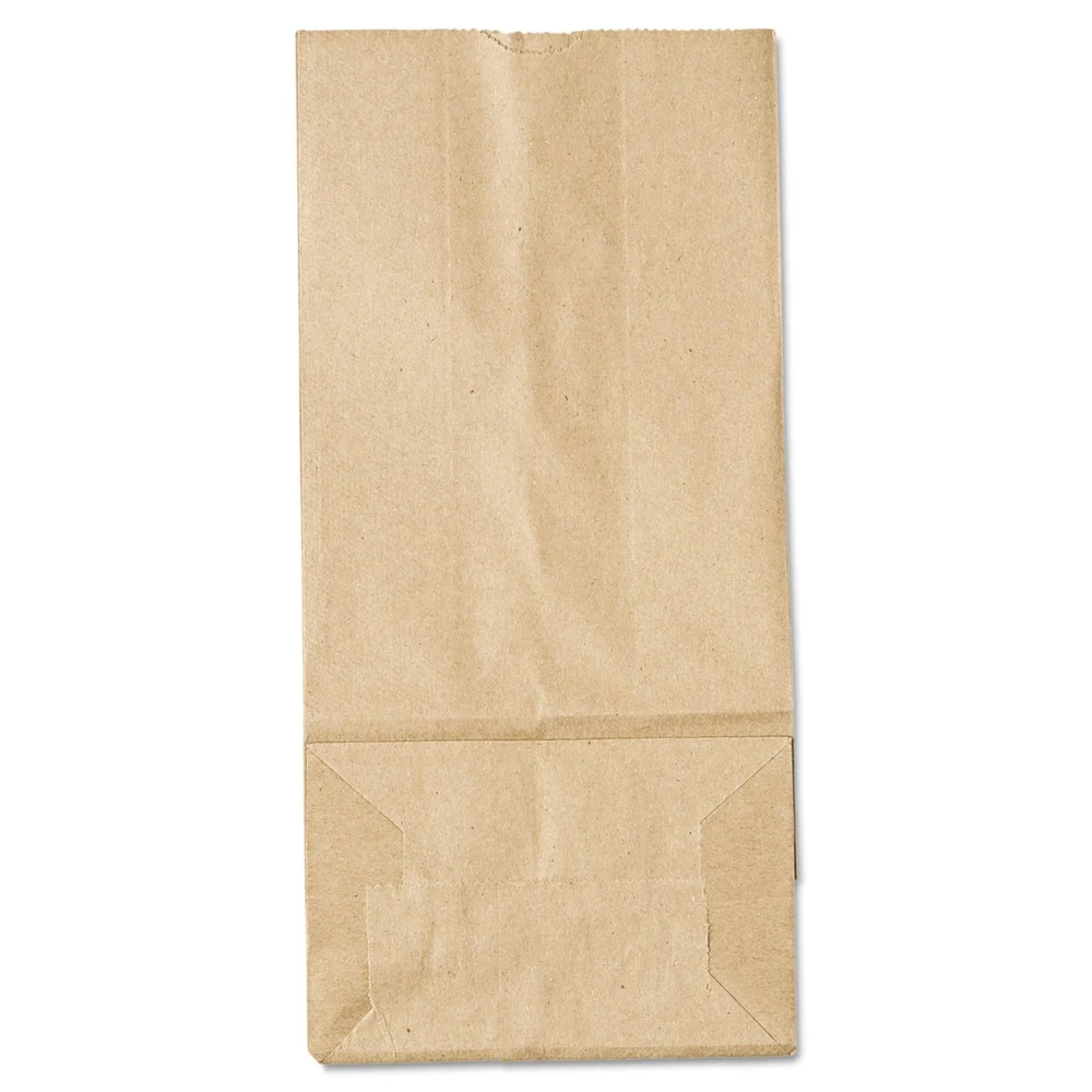 Ross & Wallace Paper Products 5.25 in. x 3.38 in. x 10.94 in. #5 Size Grocery Paper Bags - Kraft (500/Bundle)