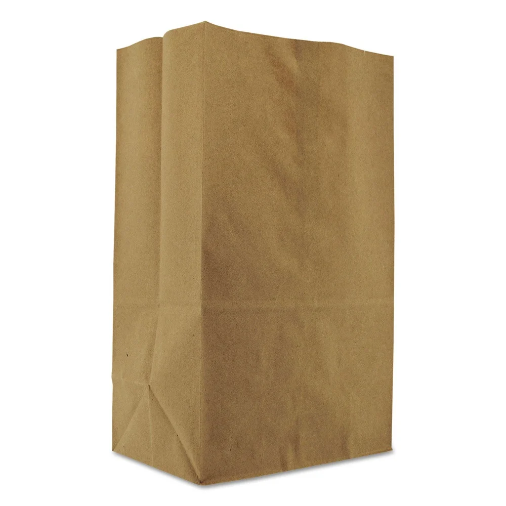 Ross & Wallace Paper Products 110401 10.13 in. x 6.75 in. x 14.38 in. 1/8 BBL 57 lbs. Capacity Squat Paper Grocery Bags - Kraft (500/Bundle)