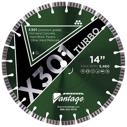 Diamond Vantage X301 TURBO SERIES 18 x .140 x 1 inch Hard Material, Premium Grade, Segmented Blade