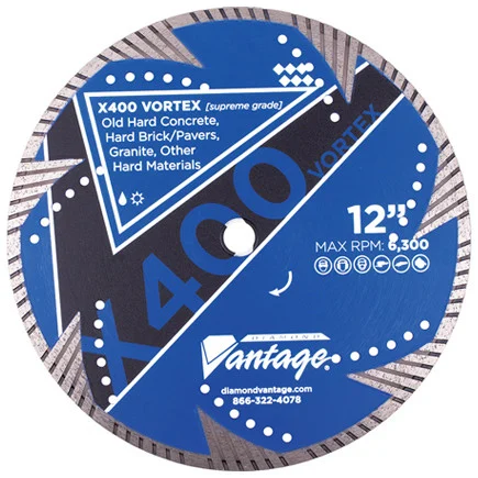 Diamond Vantage X400 VORTEX SERIES 12 x .125 x 20mm Hard Material, Supreme Grade, Turbo Rim Blade