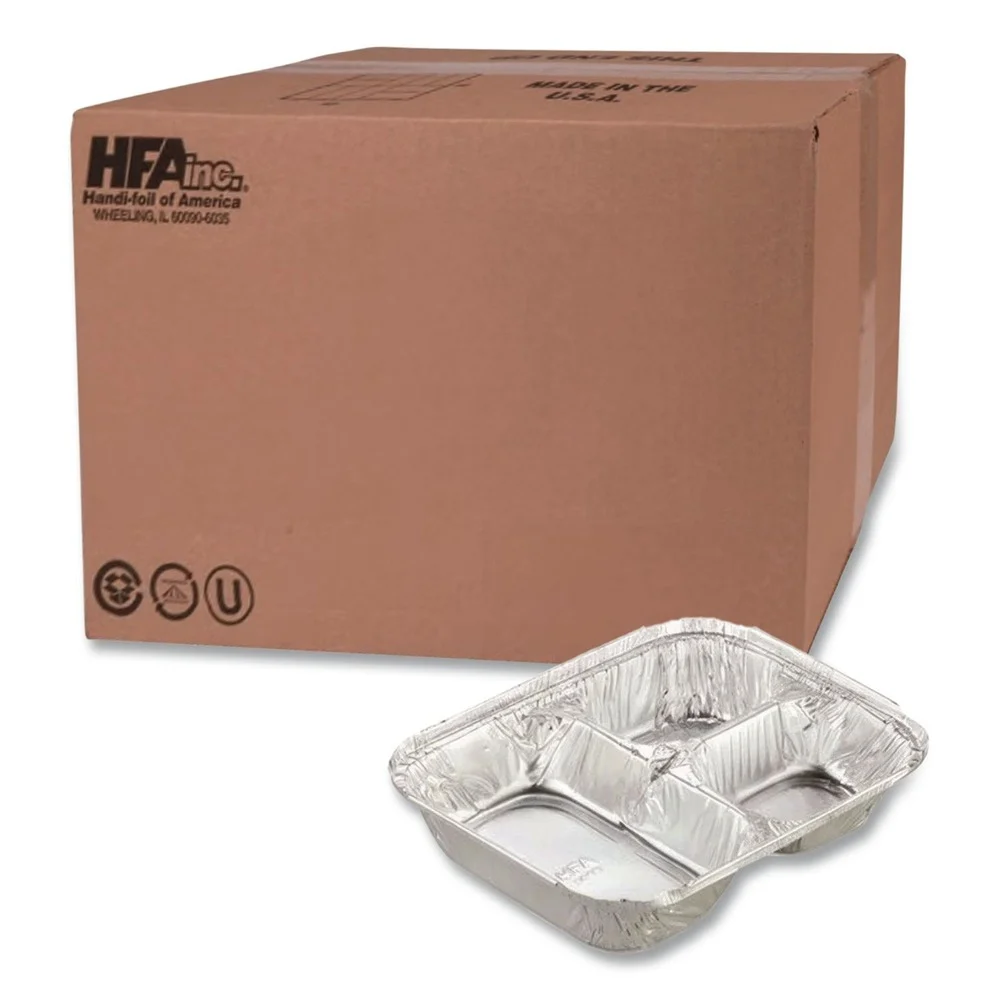 Handi-Foil 2045-35-500 24 oz 8.5 x 6.38 x 1.47 Aluminum Oblong Container with Lid - Silver (500/Carton)