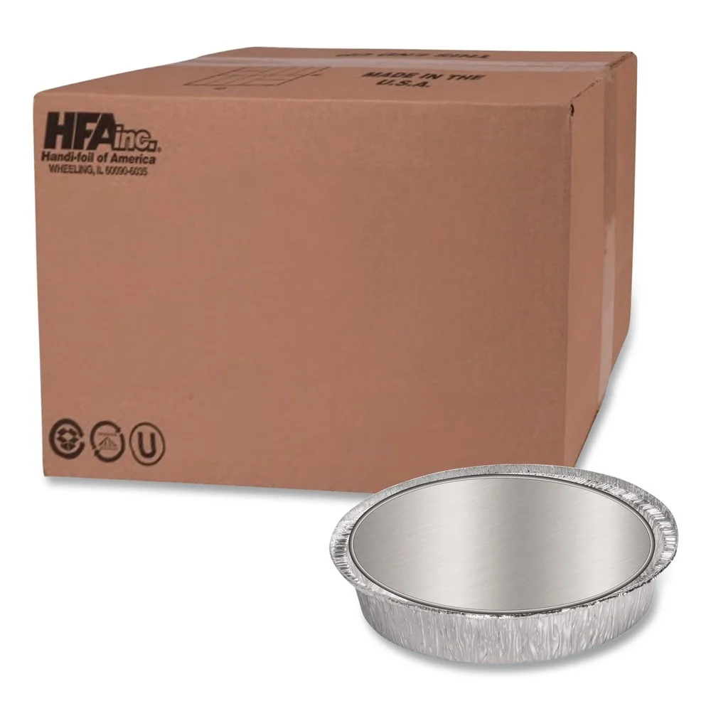 Handi-Foil 204630 9 in. Diameter 48 oz. Round Aluminum Container with Lid - Silver (500/Carton)