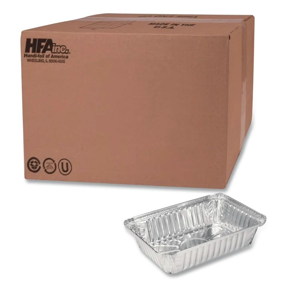 Handi-Foil 2060-30-500 5.13 in. x 7.06 in. x 1.69 in. Aluminum Pan with 1.5-lb. Capacity - Silver (500/Carton)