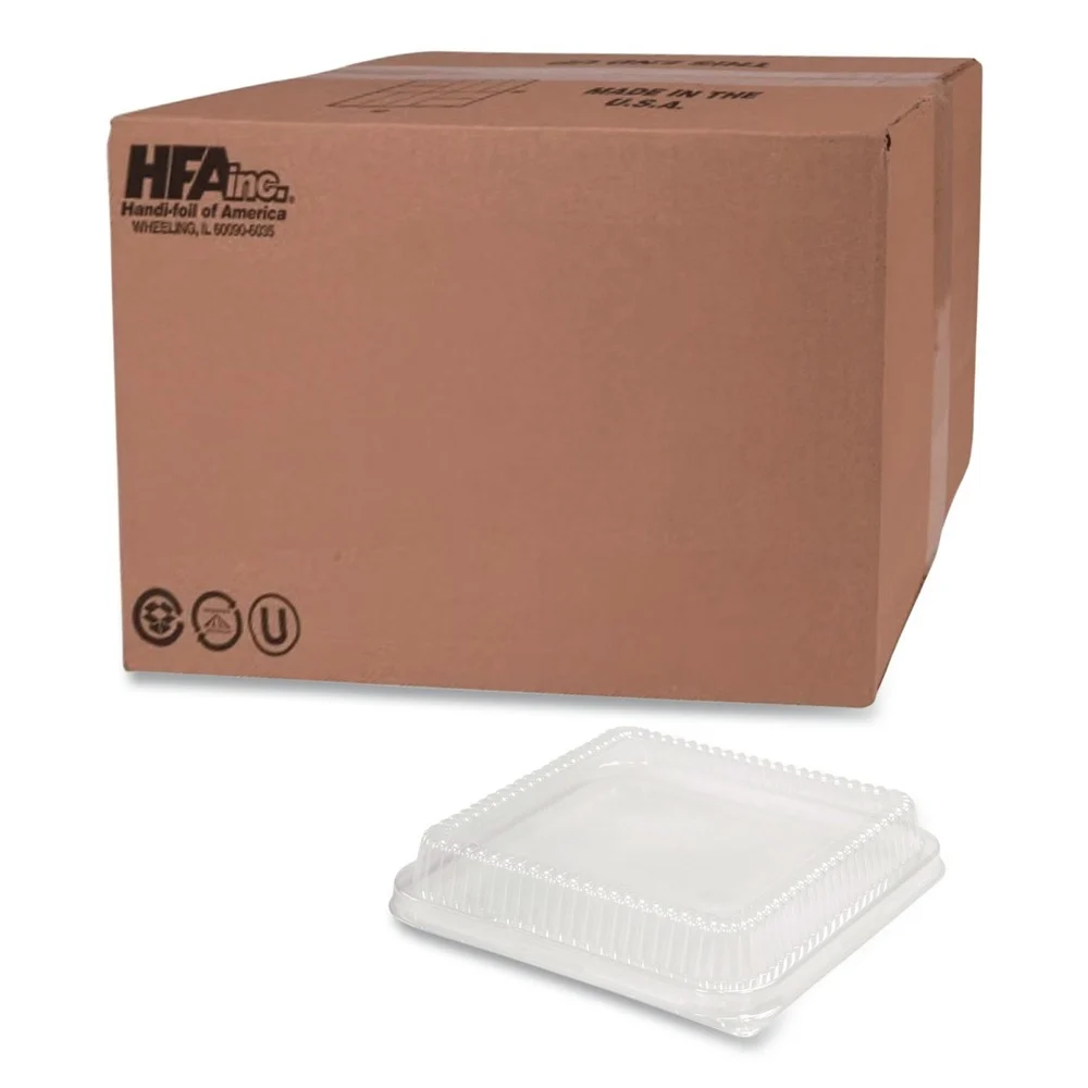 Handi-Foil 4048DL 8.25 in. x 8.25 in. x 1.5 in. Plastic Dome Lid - Clear (500/Carton)