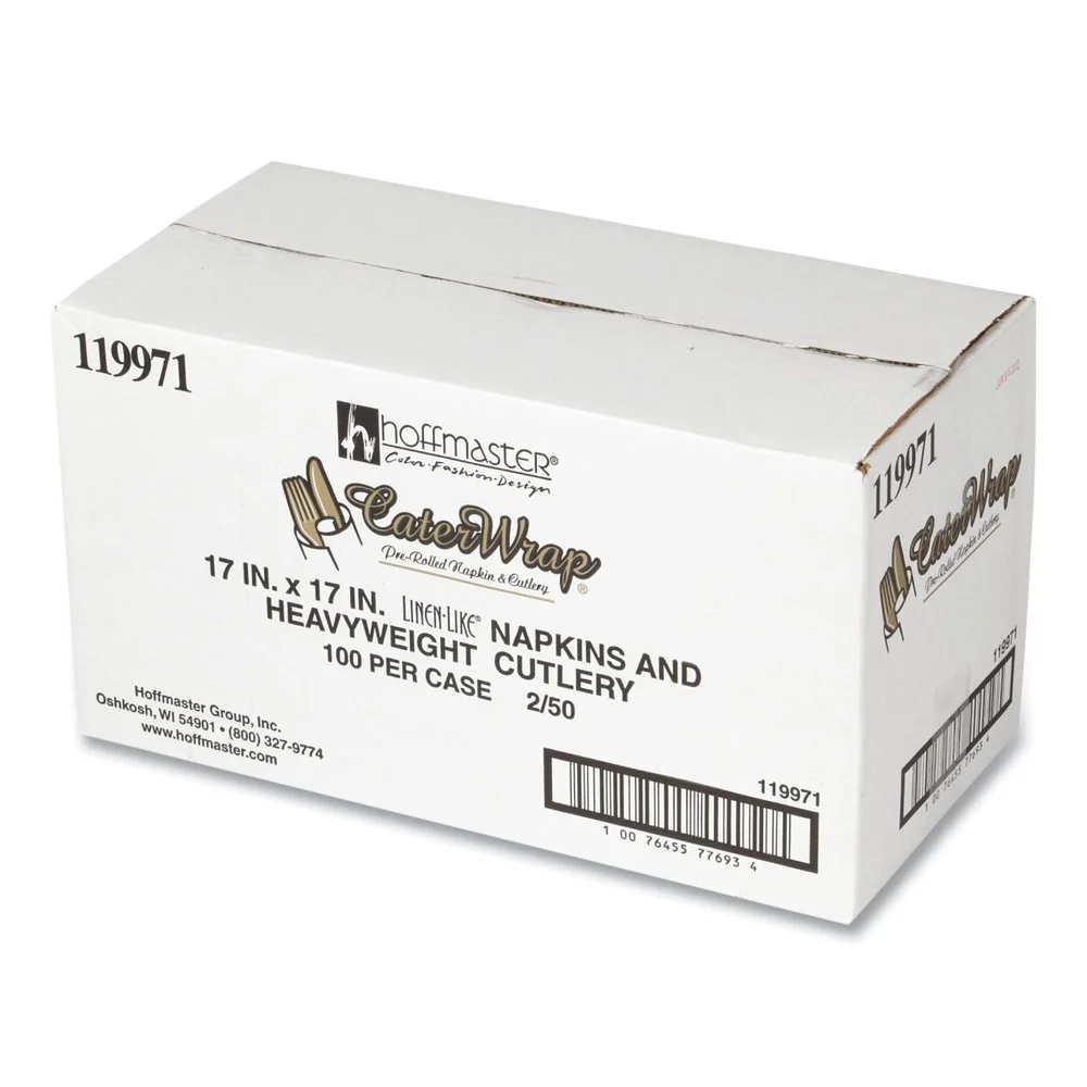 Hoffmaster 119971 100/Carton CaterWrap Heavyweight Cutlery Combo - Black