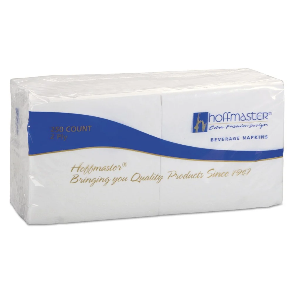 Hoffmaster 1000/Carton 9-1/2 in. x 9-1/2 in. 2-Ply Embossed Beverage Napkins - White