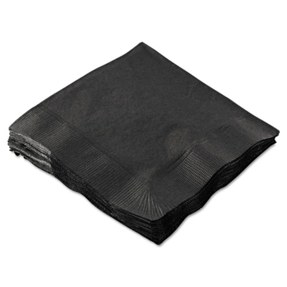 Hoffmaster 9-1/2 in. x 9-1/2 in. 2-Ply Beverage Napkins - Black (1000/Carton)