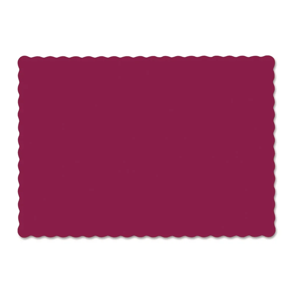 Hoffmaster 310524 13.5 in. x 9.5 in. Smooth Surface Scalloped Edges Placemats - Burgundy (1000/Carton)