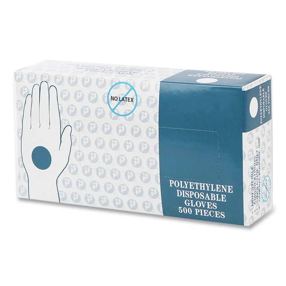 Inteplast Group Embossed Polyethylene Powder-Free Disposable Gloves - Large, Clear (2000/Carton)