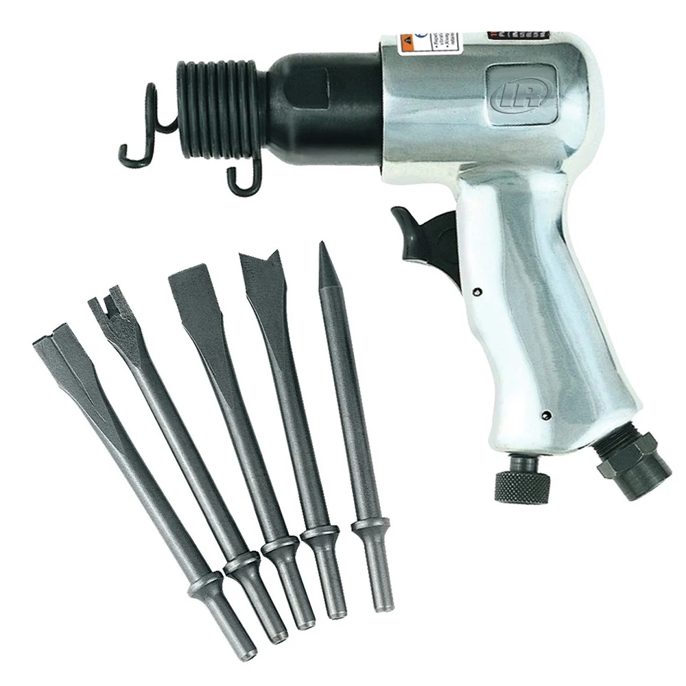 Ingersoll Rand 5000 BPM 1-5/8 in. Stroke Round Shank Standard Air Hammer with 5-Piece Chisel Set - 115K
