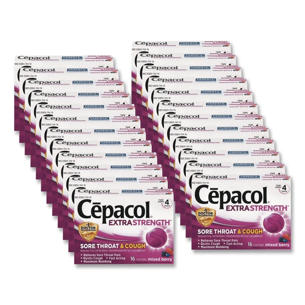 Lysol Sore Throat and Cough Lozenges - Mixed Berry (24 Packs/Carton)