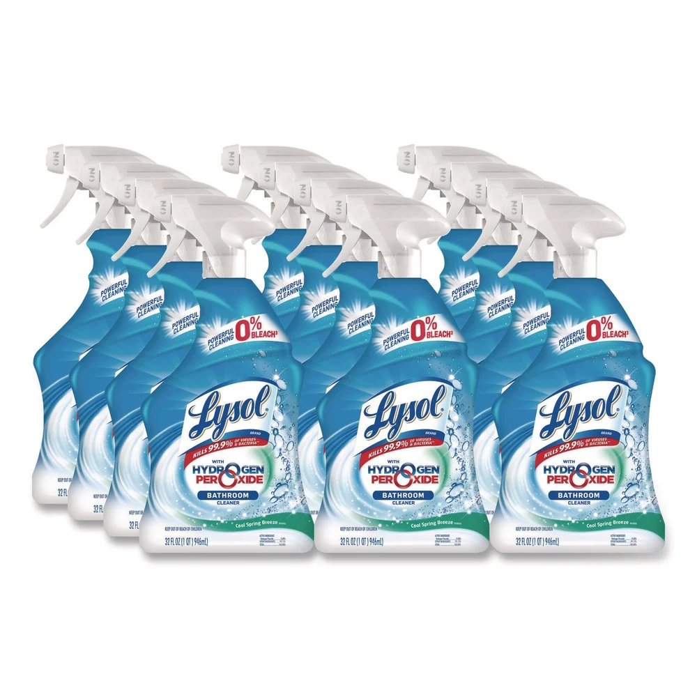 LYSOL Brand 32 oz Bathroom Cleaner with Hydrogen Peroxide - Cool Spring Breeze Scent (12/Carton)