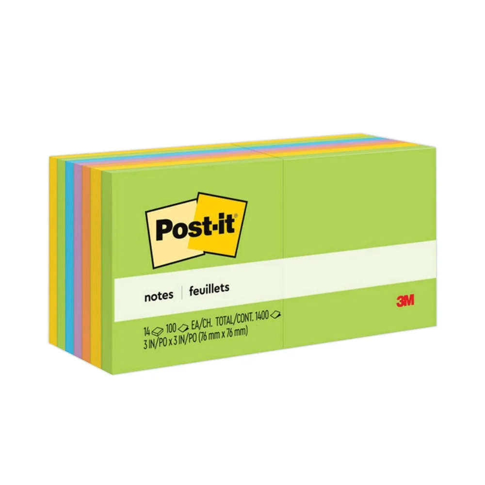 Post-it Notes 3 in. x 3 in. Original Pads Value Pack - Floral Fantasy Collection (100-Sheets/Pad, 14-Pads/Pack)