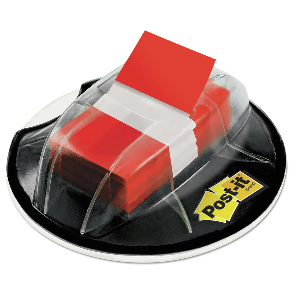 Post-it Flags 1 in. x 1.75 in. Page Flags in Desk Grip Dispenser - Red (200/Pack)
