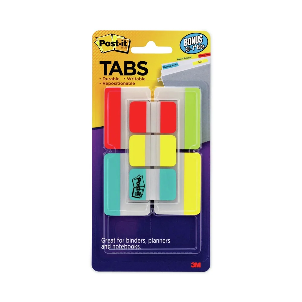 Post-it Tabs Plain Solid Color Tabs Value Pack - Assorted Colors and Sizes (114/Pack)