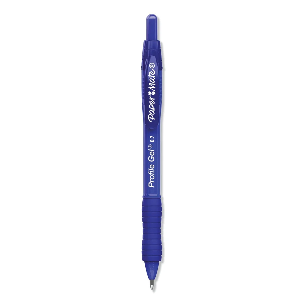 Paper Mate Profile 0.7 mm Retractable Gel Pen - Blue Ink/Translucent Blue Barrel/Medium (1-Dozen)