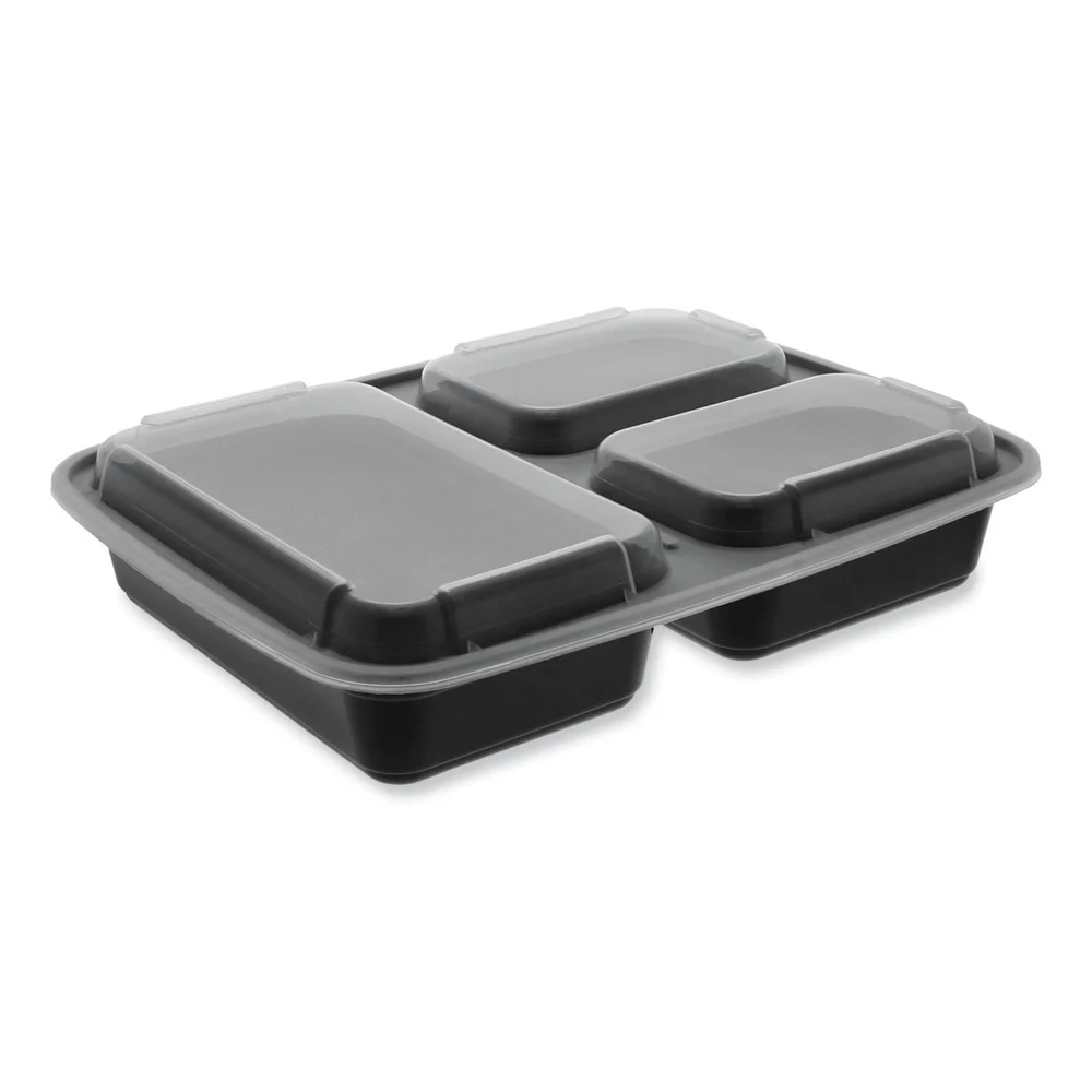 Pactiv Corp. NC333B Newspring DELItainer 7.5 x 9.87 x 1.75 32 oz Plastic Microwavable Container - Black/Clear (150/Carton)
