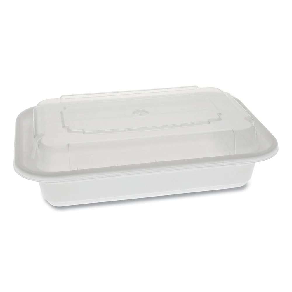 Pactiv Corp. NC8168 Newspring VERSAtainer 5 x 7.25 x 2 16 oz Rectangular Plastic Microwavable Containers - White/Clear (150/Carton)