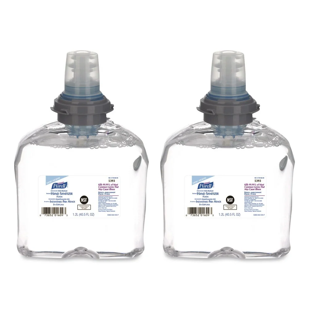 PURELL 5393-02 1,200 mL Refill Advanced Hand Sanitizer E3-Rated Foam - Fragrance-Free (2/Carton)