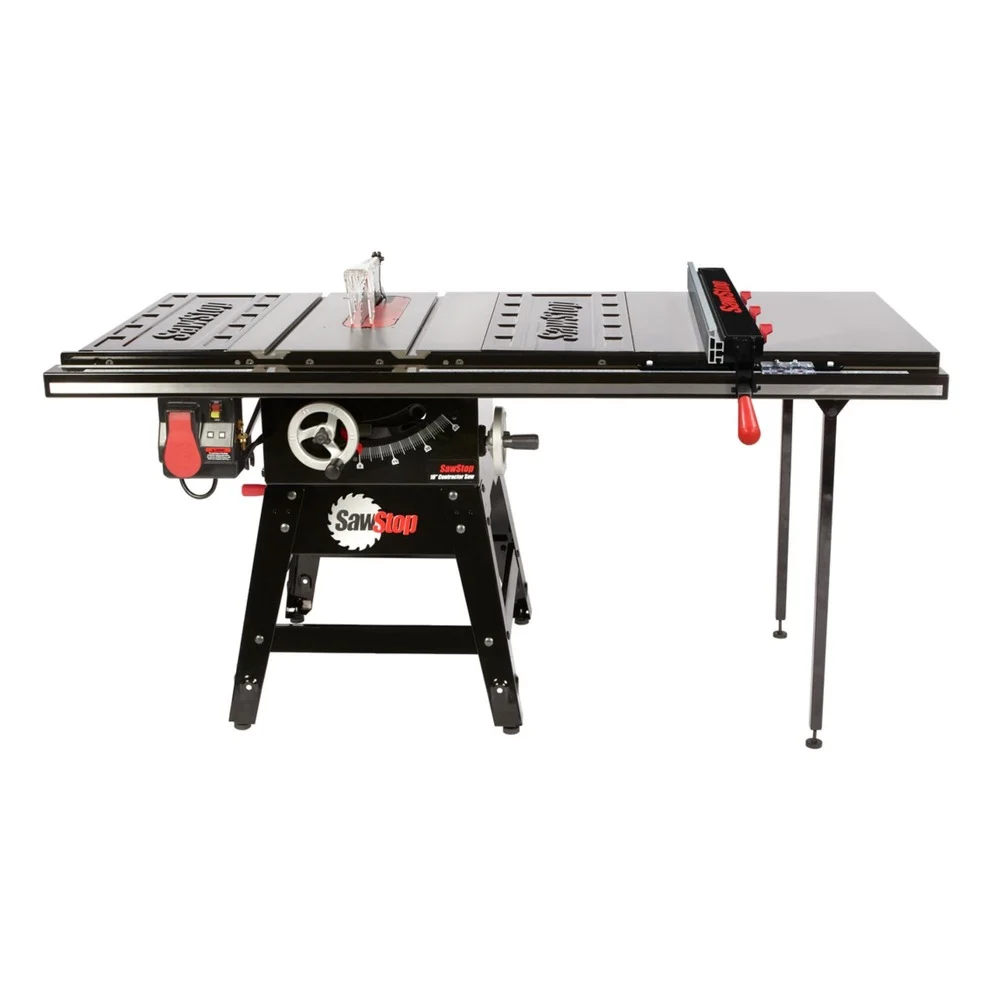 SawStop 1.75 HP Contractor Saw with 36 in. Professional T-Glide Advance Fence, Rails and Extension Table - CNS175-ATGP36-SI