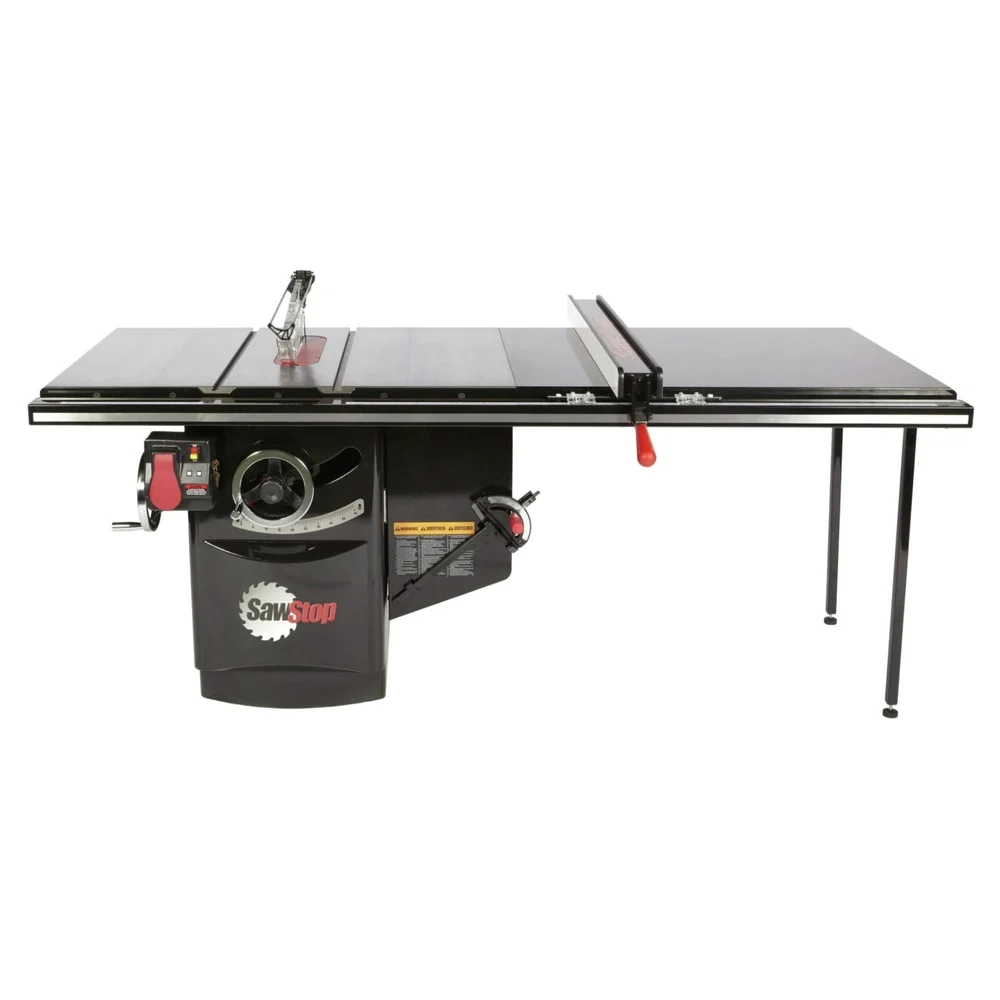SawStop 230V 3 HP 1-Phase Cabinet Saw with 52 in. Industrial T-Glide Rip Fence, Rails and Extension Table - ICS31230-TGI252-SI