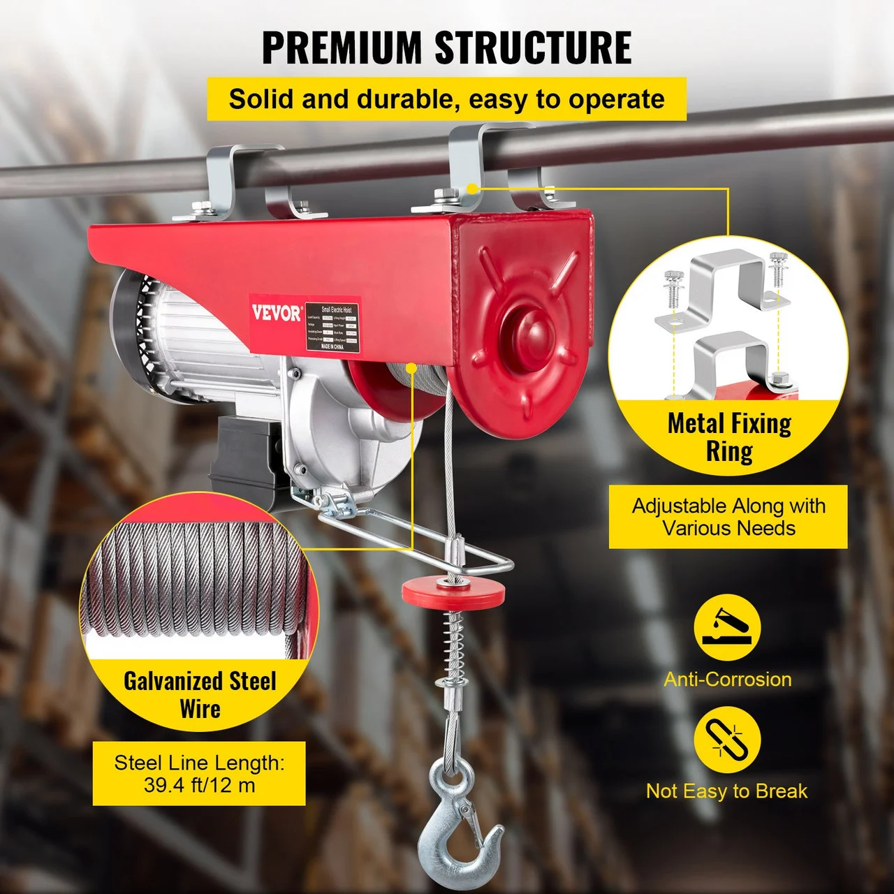 Lift Electric Hoist Crane Garage 1760lbs Overhead Crane W/ Remote Control