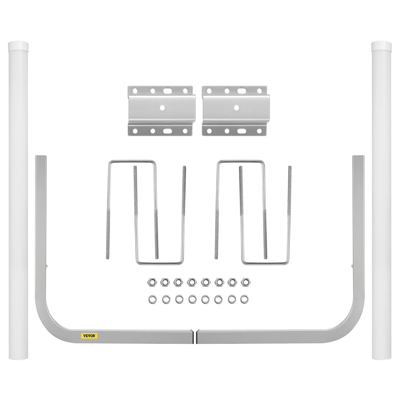 Boat Trailer Guide-on, 60", One Pair Steel Trailer Post Guide ons, with White PVC Tube Covers, Complete Mounting Accessories Included, for Ski Boat, Fishing Boat or Sailboat Trailer