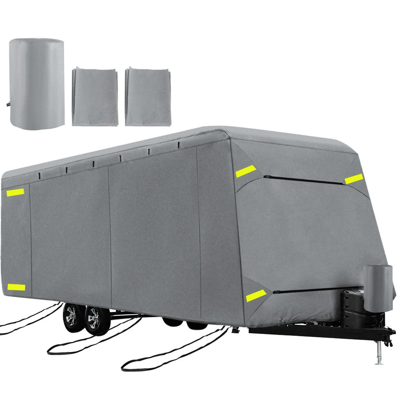 RV Cover 24'-27' RV & Trailer Cover Extra-Thick 4 Layers Travel Trailer RV Cover Durable Camper Cover, Waterproof Breathable Anti-UV Ripstop for RV Motorhome with Adhesive Patch & Storage Bag