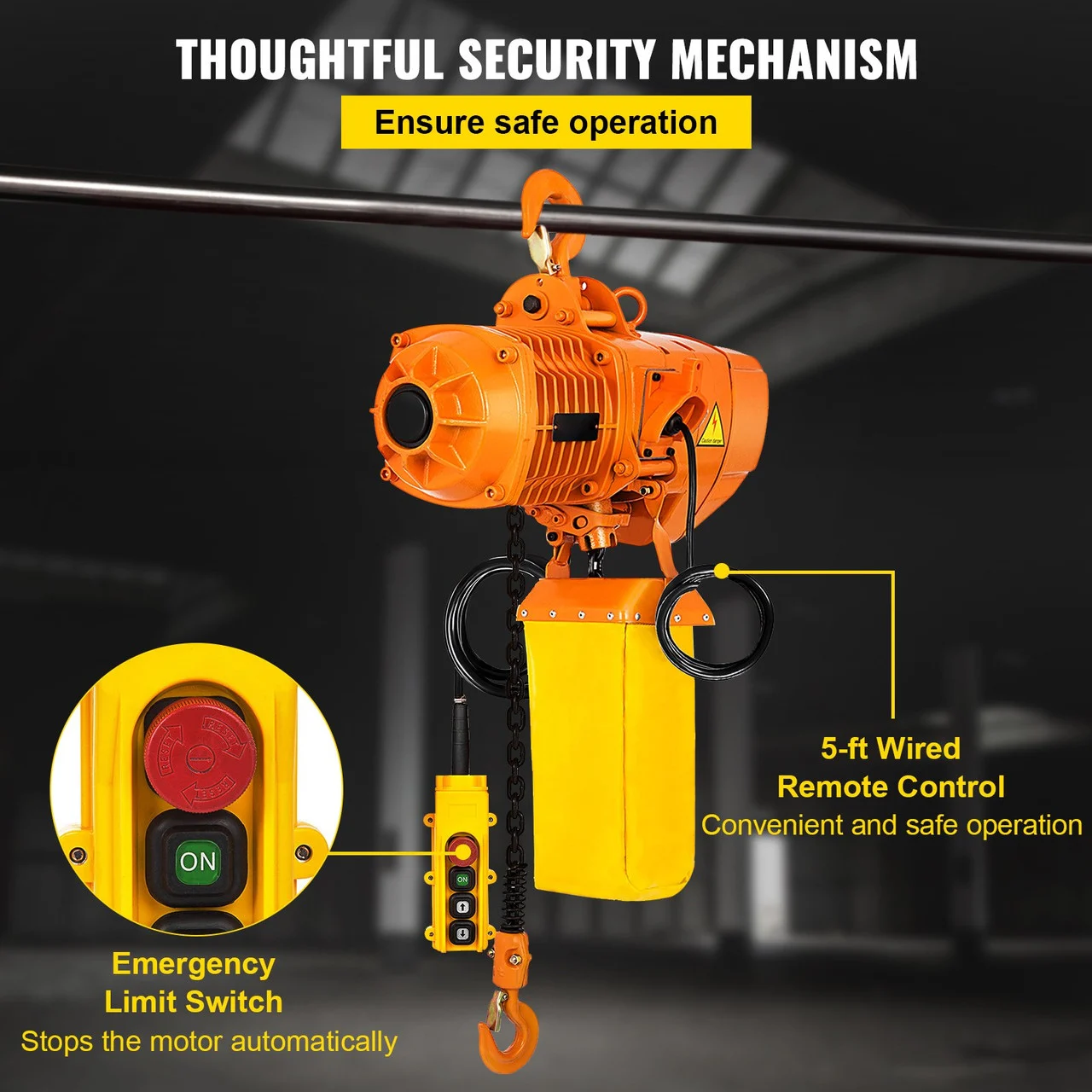 1 PHASE Industrial Electric Chain Hoist 110V 1/2 Ton G80 Chain