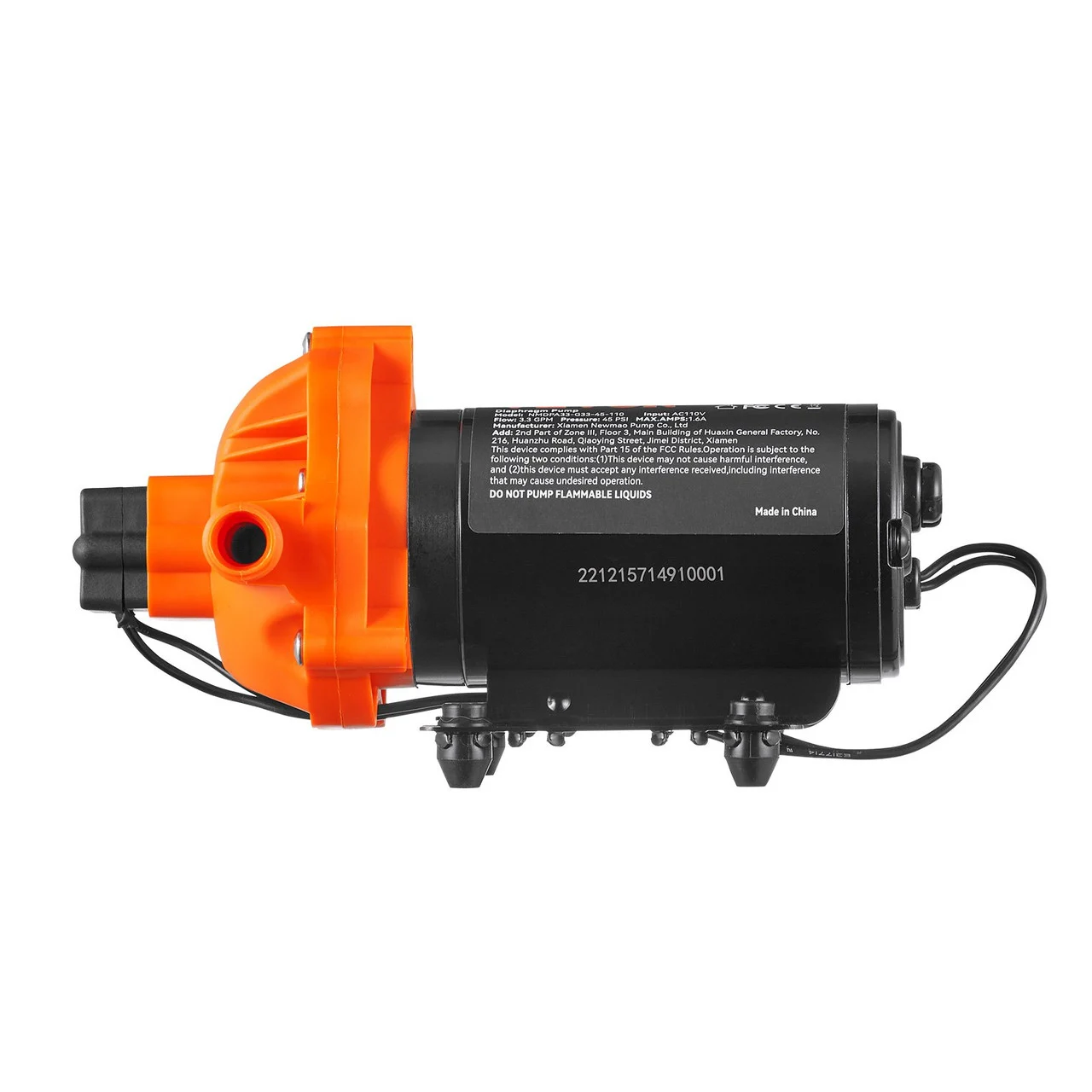 110V Water Pressure Diaphragm Pump Self-Priming Pump 45 PSI 3.3GPM Boat RV