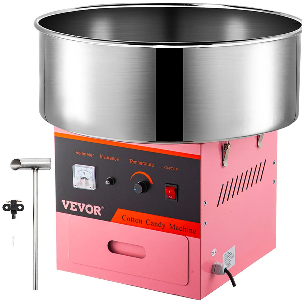 Commercial Cotton Candy Machine Electric Floss Maker 1030W for Family and Various Party, 20.5 Inch, Pink
