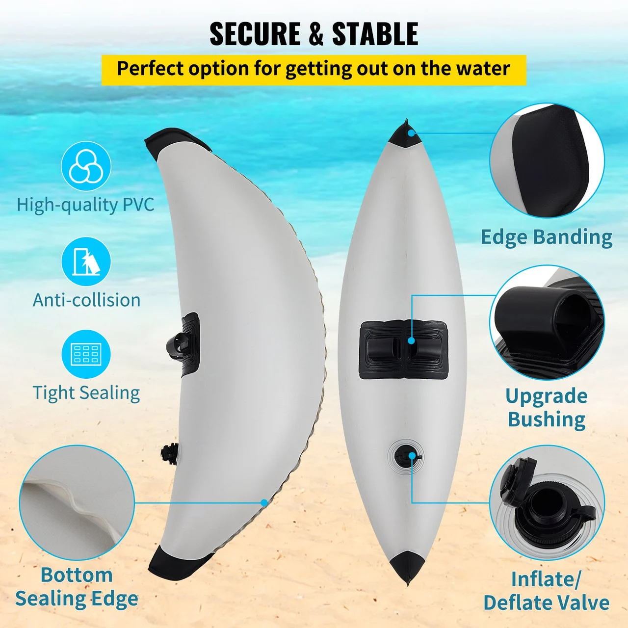 Kayak Outrigger Stabilizers, 2 PCS, PVC Inflatable Outrigger Float with Sidekick Arms Rod, Standing Float Stabilizer System Kit for Kayaks, Canoes, Fishing Boats