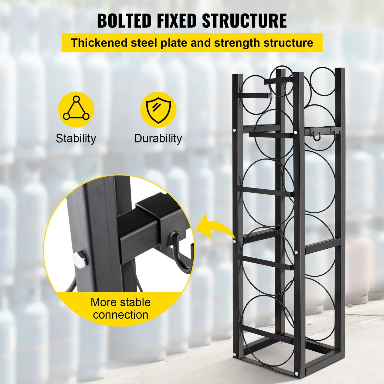 Refrigerant Tank Rack Cylinder Tank Rack with 3-30lb and 3 Small Bottles