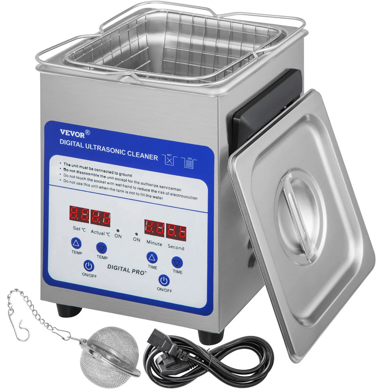 Digital Ultrasonic Cleaner 2L Ultrasonic Cleaning Machine 40kHz Sonic Cleaner Machine 316 & 304 Stainless Steel Ultrasonic Cleaner Machine with Heater & Timer for Cleaning Jewelry Glasses Watch