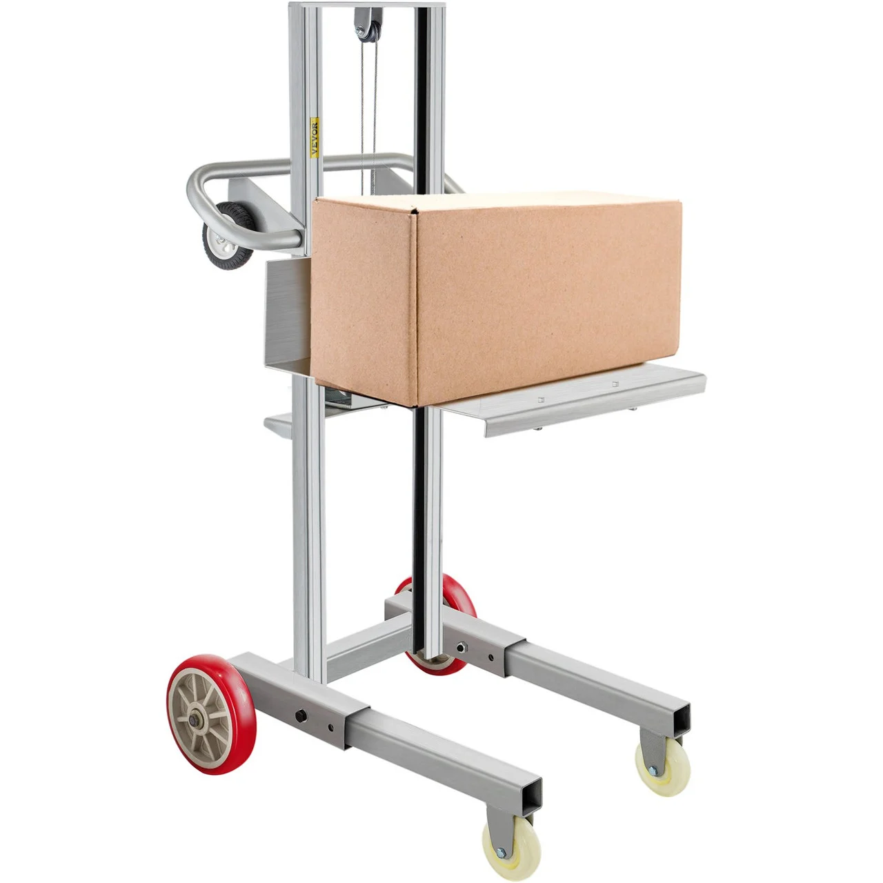 Manual Winch Stacker, 4.7" - 57" Height Range, 23.6" Length x 19.7" Width Platform, Steel Lite Load Lift Winch, Hand Winch Lift Truck, 394 lbs Capacity Material Lift for Shipping Facilities