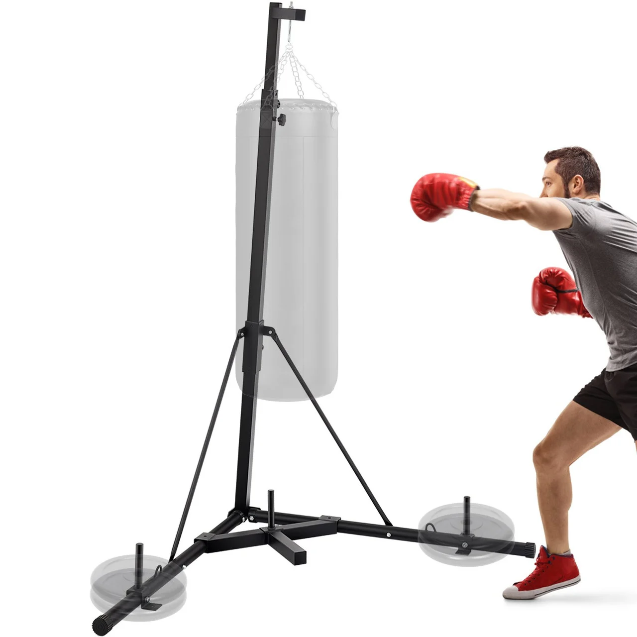 Heavy Bag Stand Free Standing Punching Punch Bracket Station Boxing Stand Height Adjustable Folding Boxing Bag Stand for Home Fitness (Heavy Bag Stand)
