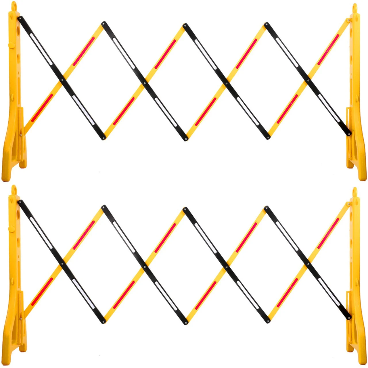 Expandable Mobile Barricade 8.3ft Width Plastic Barricade Water Filled Yellow Expandable Safety Barricades 38inch Height Expandable Barricade Fence Traffic Barricade with Reflective Strips 2 Pcs