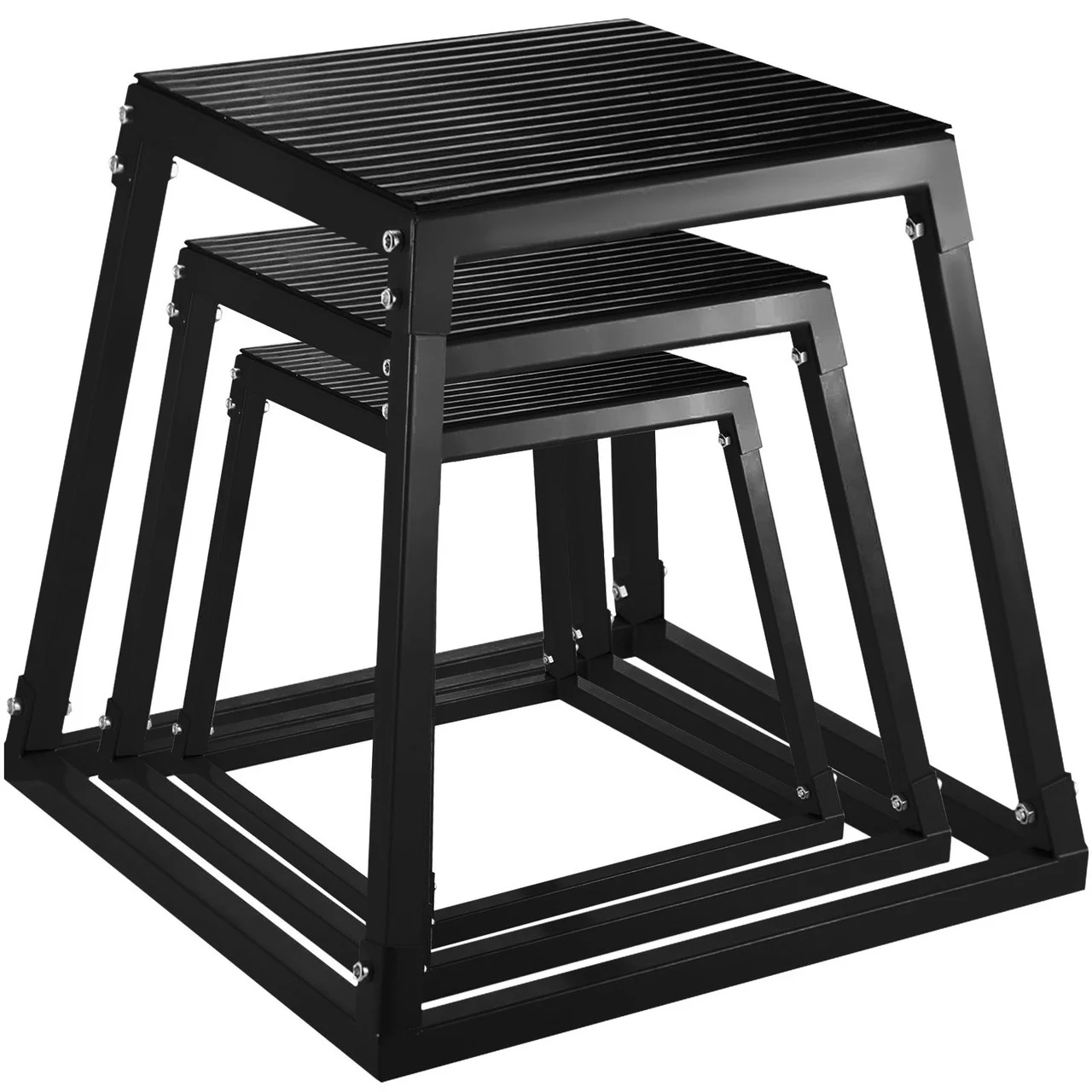 Plyometric Platform Box, Plyometric Box Jump Set for Home Gym Training, Crossfit, Conditioning, Strength Training,Black?12/18/24/30 inch (12 & 18 & 24 inch)