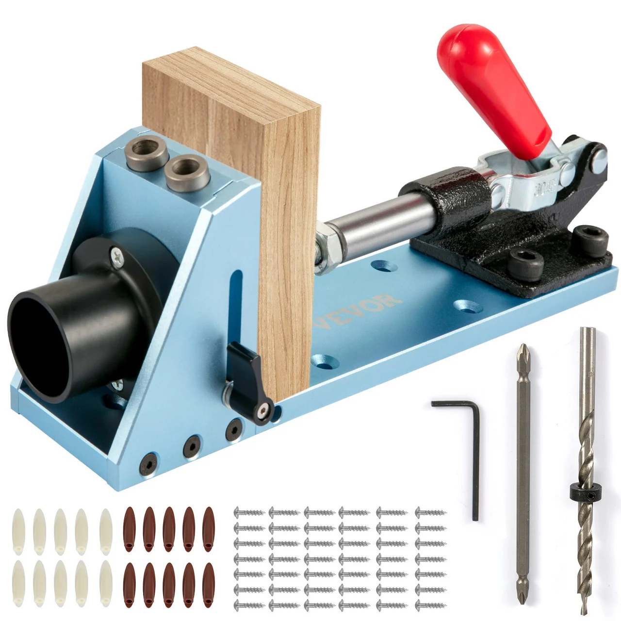 Pocket Hole Jig Kit, M4 Adjustable & Easy to Use Joinery Woodworking System, Aluminum Punch Locator, Wood Guides Joint Angle Tool w/Drill Bit Hex Key Screws for DIY Carpentry Projects