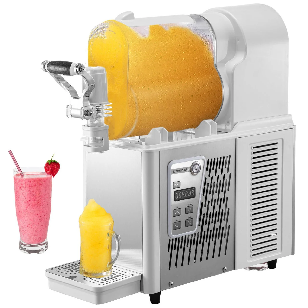 Commercial Slushy Machine, 3L Single Bowl Slush Drink Maker, 330W Frozen Drink Machine with Temperature Preservation, Stainless Steel Home Slush Frozen Drink Machine Automatic Clean, White
