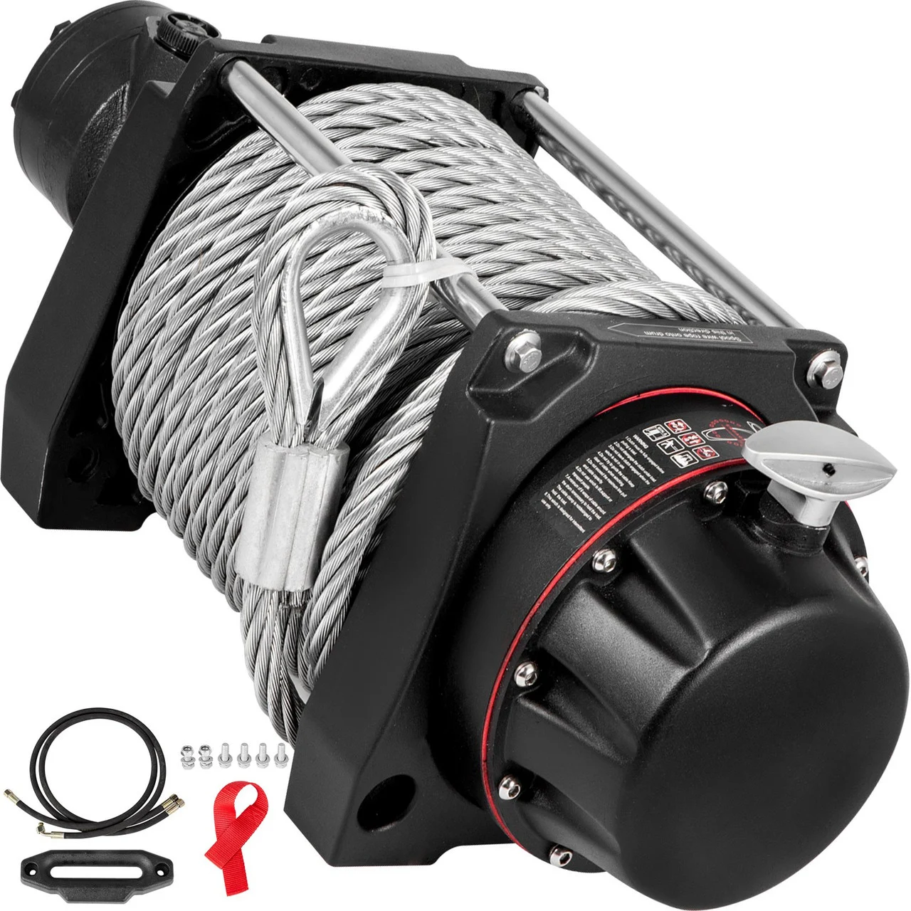 Industrial Hydraulic Winch 20,000lbs, Hydraulic Anchor Winch with 24m Strong Steel Cable, Hydraulic Drive Winch Adapter Kit, Utility Winch with Mechanical Lock for Tacoma Yukon Hummer, etc.