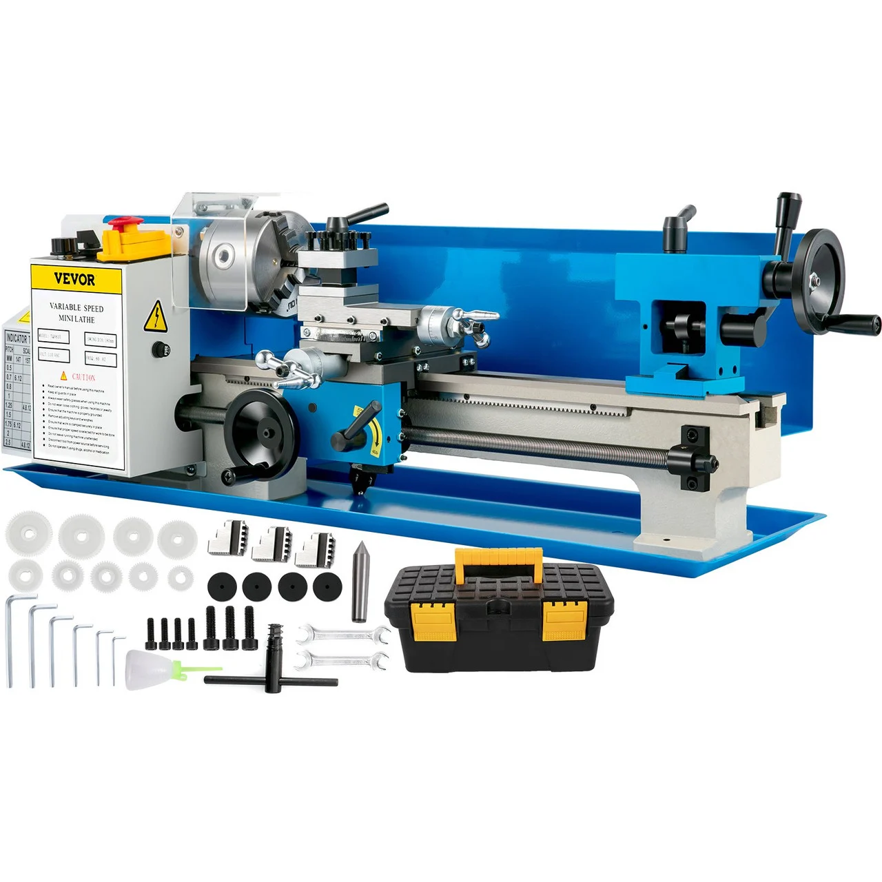 Metal Lathe 7" x 14",Mini Metal Lathe 0-2500 RPM Variable Speed,Mini Lathe with 4" 3-jaw Chuck,Bench Top Metal Lathe, Benchtop Lathe, for Various Types of Metal Turning
