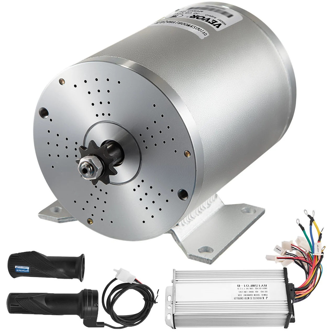 1800W Electric DC Motor Kit - 48V 4500rpm Brushless Motor with 33A High Speed Controller and Throttle Grip Kit for Go Karts E-Bike Electric Throttle Motorcycle Scooter DIY Part