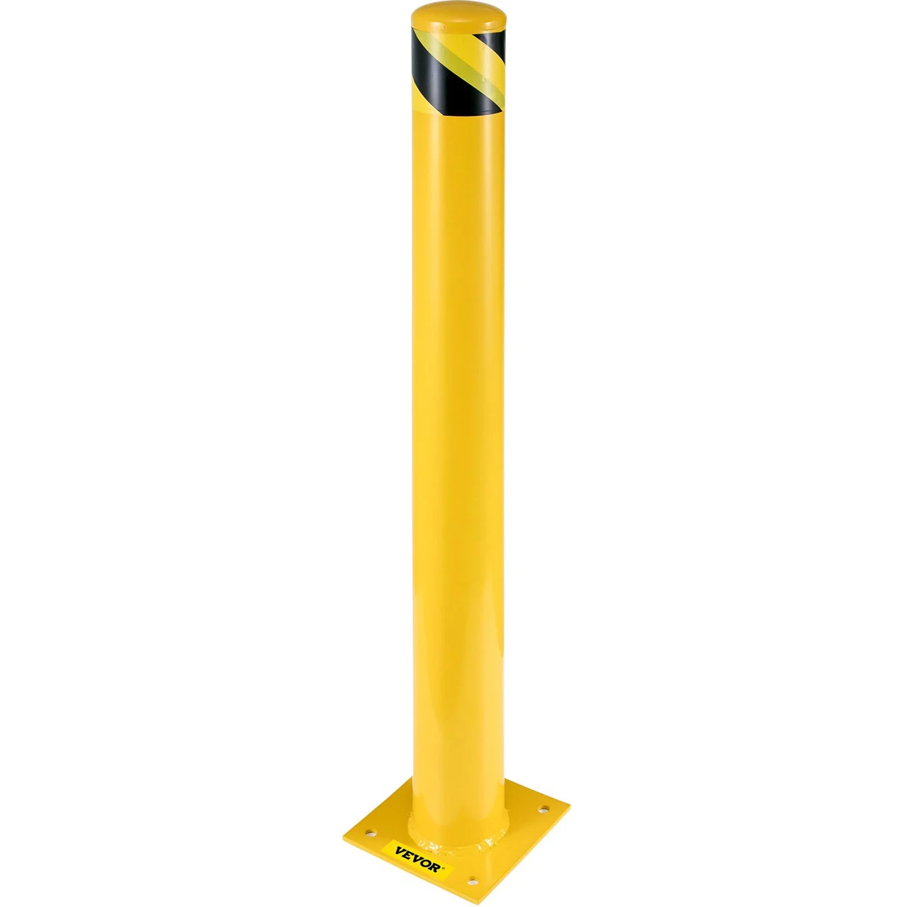 Safety Bollard 36-5.5 Safety Barrier Bollard 5-1/2" OD 36" Height Yellow Powder Coat Pipe Steel Safety Barrier with 4 Free Anchor Bolts for Traffic-Sensitive Area