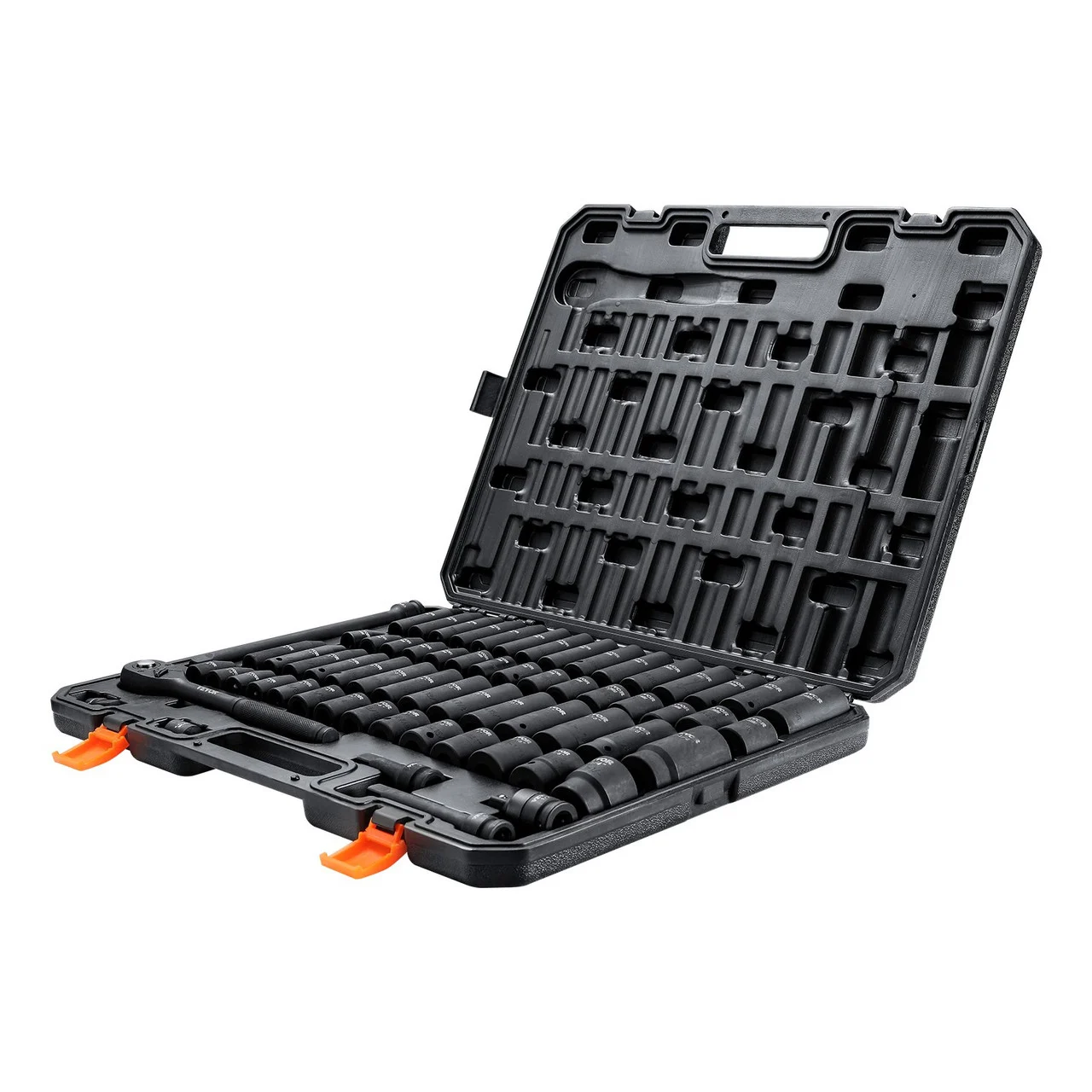1/2" Drive Impact Socket Set, 65 Piece Socket Set SAE 3/8" to 1-1/4" and Metric 10-24mm, 6 Point Cr-V Alloy Steel for Auto Repair, Easy-to-Read Size Markings, Rugged Construction, Storage Case