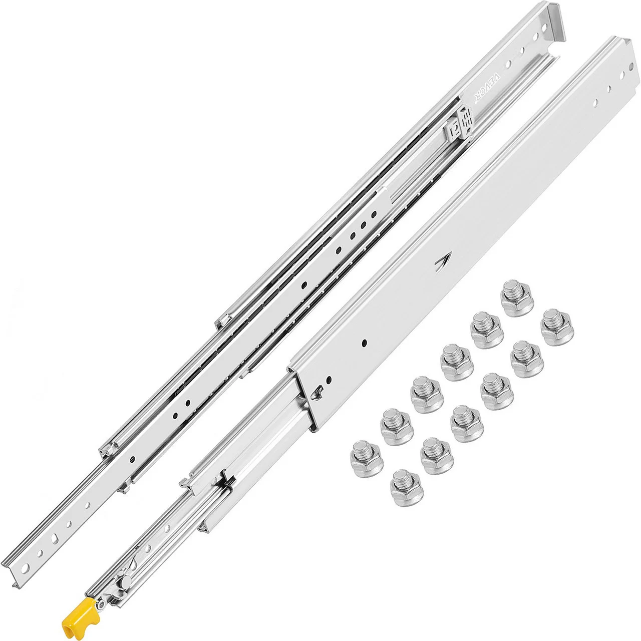 Heavy Duty Drawer Slides 36" Length, Locking Drawer Slides 500lbs Load Capacity Long Full Extension Drawer Slide 1 Pair Side Mount Ball Bearing Drawer Glides Push to Open Drawer Runners Rail