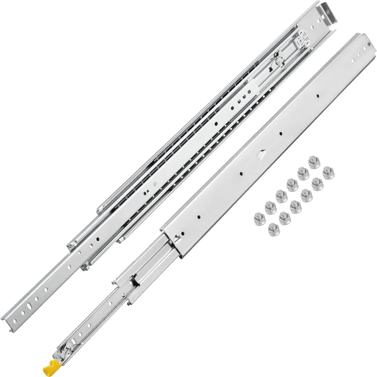 Heavy Duty Drawer Slides 60" Length, Locking Drawer Slides 500lbs Load Capacity Long Full Extension Drawer Slide 1 Pair Side Mount Ball Bearing Drawer Glides Push to Open Drawer Runners Rail