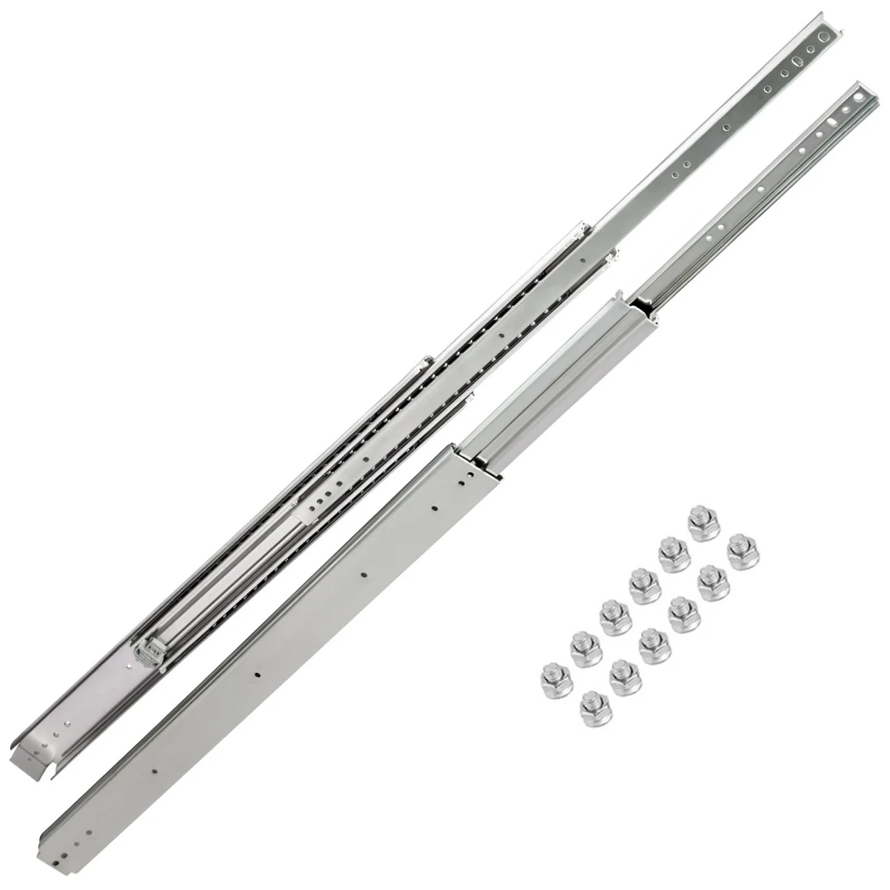 Drawer Slides, 1 Pair 24 Inch Heavy Duty Drawer Slides, Ball Bearing Side Mount Drawer Hardware Slides, 500 LBS Load Capacity 3-Section Full Extension Drawer Slides for Smooth Slide, Less Noise